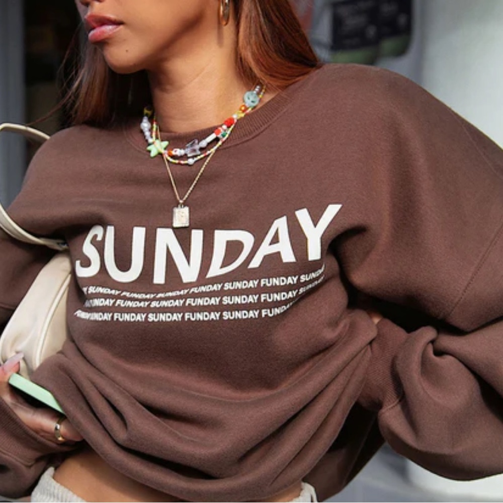 Princess Polly Brown 'Sunday Funday’ Sweatshirt